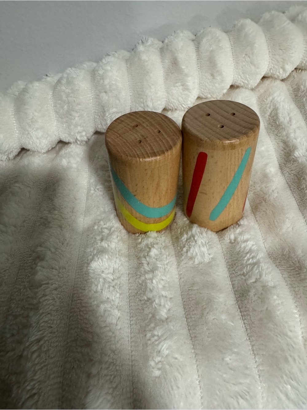 Wooden toddler Shakers with Blue and Yellow Accents -  love every brand